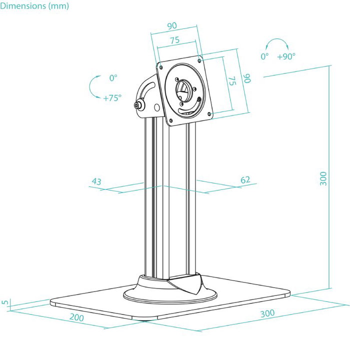 Tooq Soporte de Mesa Antirrobo para Tablet Negro